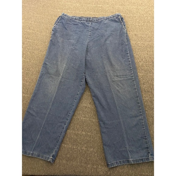 Alfred Dunner Pants - Alfred Dunner Womens Blue Denim Pull On Elastic Waist Straight Leg Pants Size 18